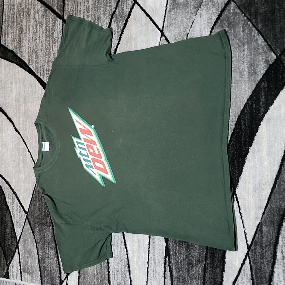 VINTAGE MOUNTAIN DEW DOUBLE STITCH DARK GREEN GILDAN 2XL CREW-NECK TEE-SHIRT